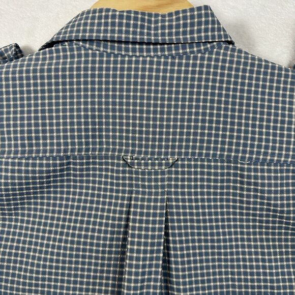 LL Bean Shirt Men's L Blue‎ Check Performance Seersucker Roll Tab Button 0GR88 - Picture 7 of 15